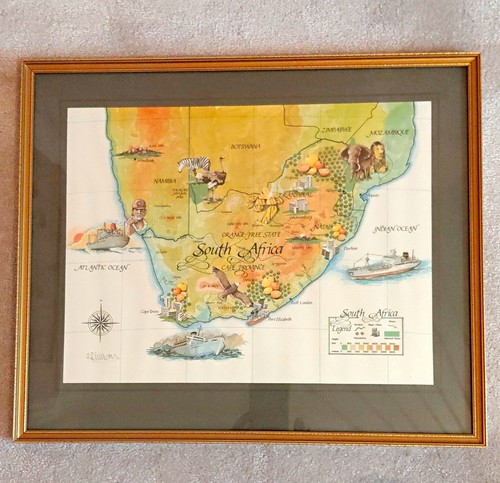 Illustrated map south africa - africa, &
